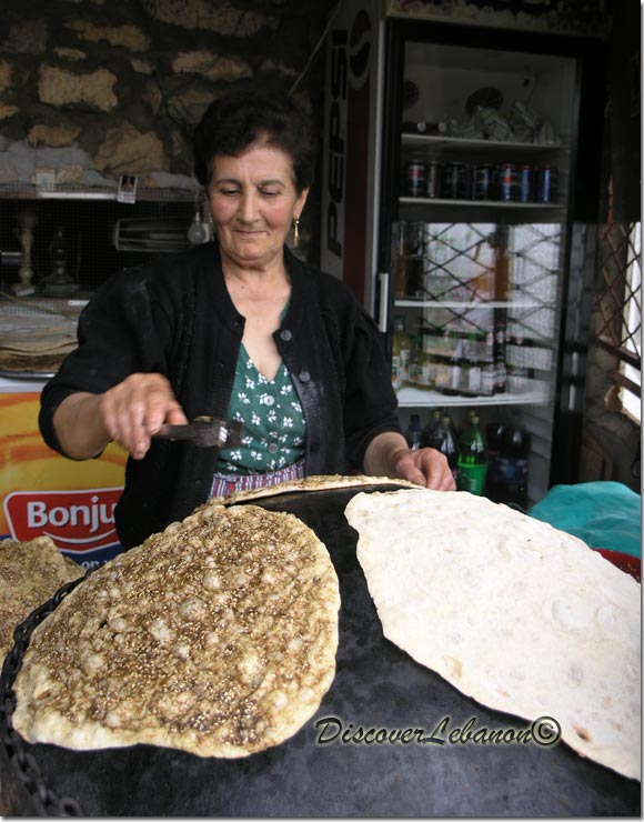 Woman preparing Manoushe