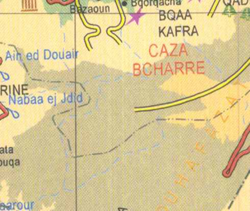 Maps of Lebanon, Location and address, bqaa kafra, bazaoun, ain ed douair, bcharre