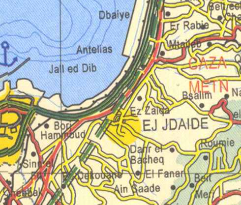 Maps of Lebanon, Location and address, dbaiye, antelias, jall ed dib, er rabie, mtaileb, bsalim, ez zalqa, borj hammoud, ej jdaide, ain saade, beit meri