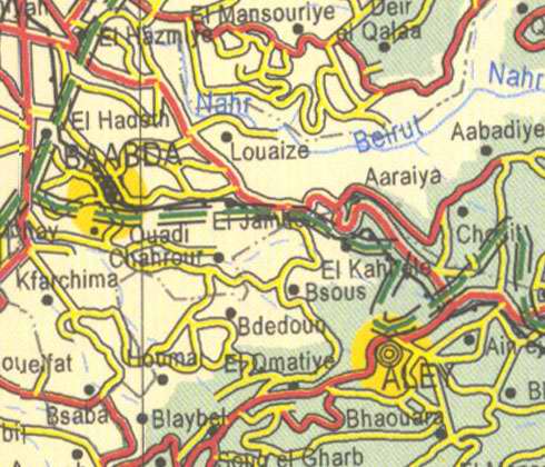 Maps of Lebanon, Location and address, mansouriye, el hadeth, baabda,  bsous, kfarchima, nahr beirut, aley