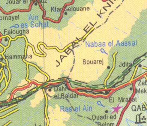 Maps of Lebanon, Location and address, kfar selouane, ain es sohat, nabaa el aassal, hammana, bouarej, jdita, ras el ain