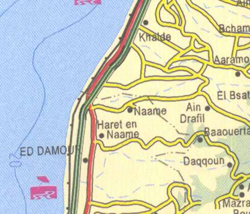 Maps of Lebanon, Location and address, khalde, naame, ain drafil, ed damour